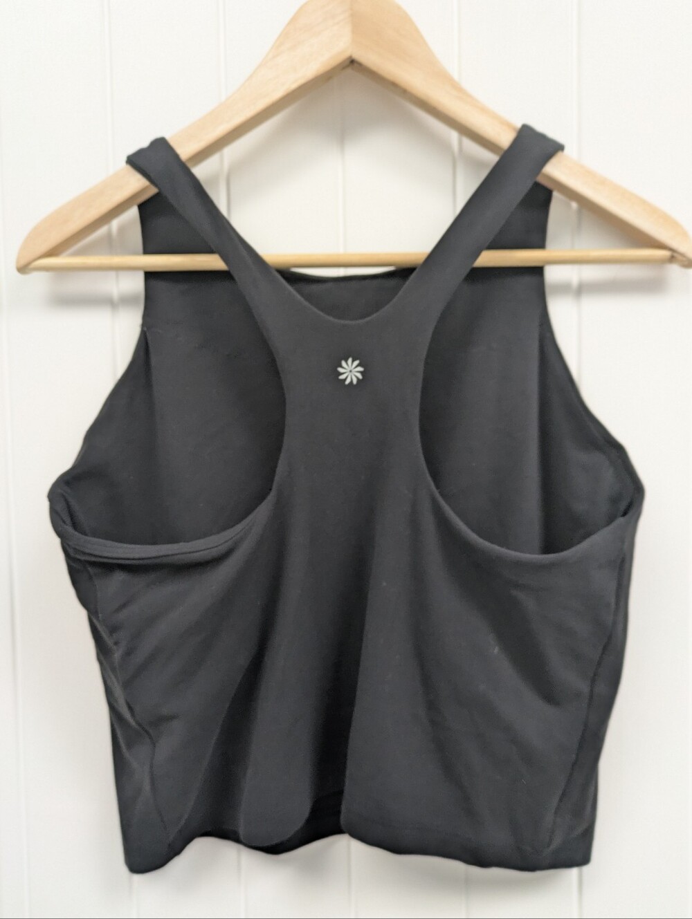 Athleta Black Racerback Cropped Tank With Bra Shelf